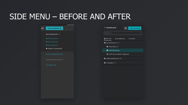 Side menu - before and after