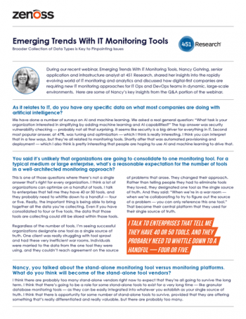 451 Research Insights: Emerging Trends With IT Monitoring Tools