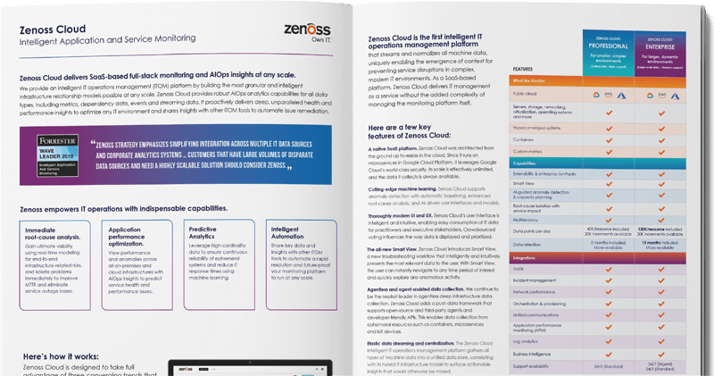 Zenoss的云产品概述：智能应用程序和服务监控