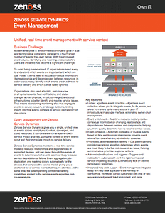 Zenoss Service Dynamics Event Management Zenoss Zenoss Service Dynamics Event Management Zenoss