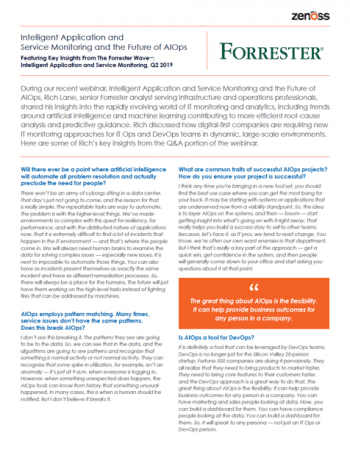 Forrester Insights: Intelligent Application and Service Monitoring and the Future of AIOps